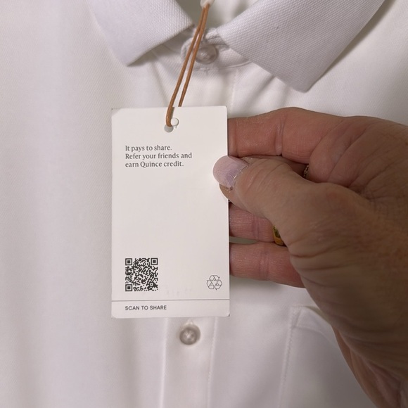 Quince NWT Commuter Stretch Pique Short Sleeve Button Down in White Large - Picture 6 of 11